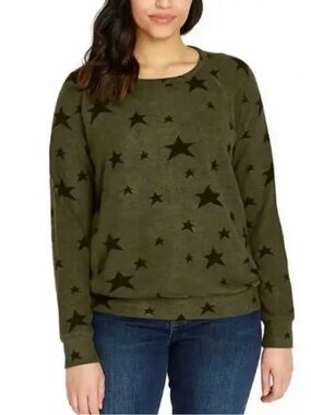 Buffalo David Bitton Green Star Print Women’s Sweater Size Medium